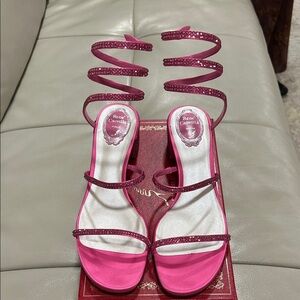 BRAND NEW RENE CAOVILLA Cleo crystal-embellished satin sandals